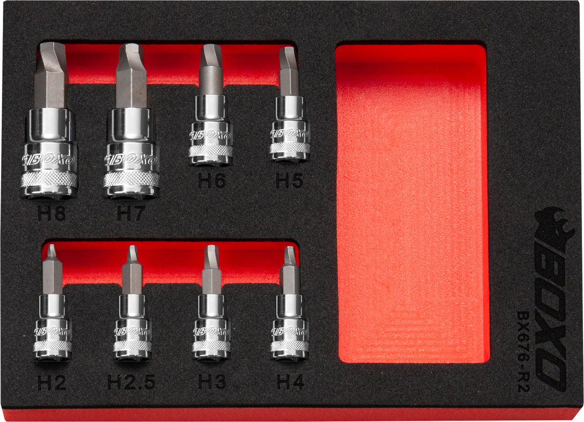 Boxo 1/4" & 3/8" Hex Extractor Bit Socket Set In EVA Foam – BX676-R2