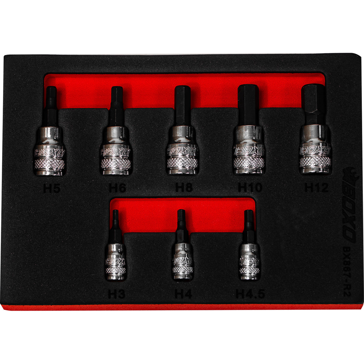 8pcs 1/4" + 3/8" Dr. Hex Magnetic Bit Socket Set – BX867-R2