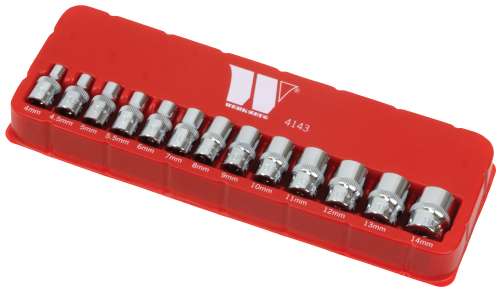 Socket Set; Shallow, 1/4''dr 13-Piece 6-Point