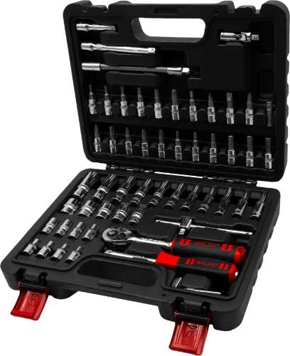 Socket Tool Set; 57-Piece Deep & Shallow, Chrome, 1/4'' 12-Point
