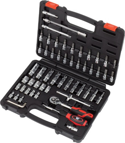Socket Tool Set; 57-Piece Deep & Shallow, Chrome, 1/4'' Gearlock Profile
