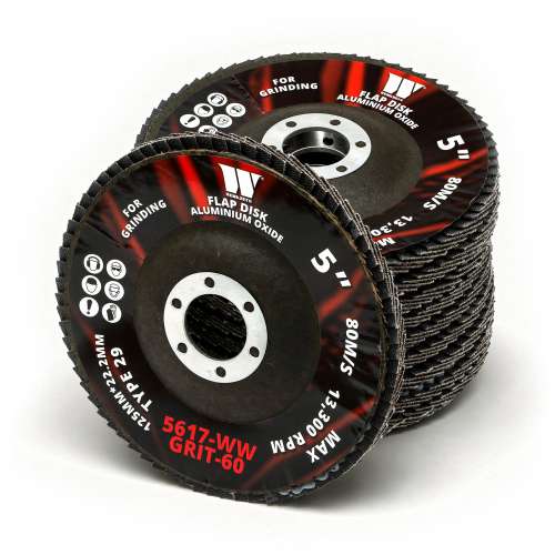 Flap Disk,Aluminum Oxide 60 Grit 125 mm (100 per Box)