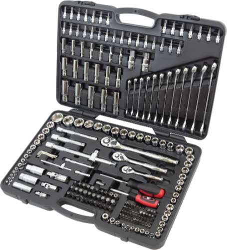Socket Tool Set; 1/4'', 3/8'', 1/2'' (216-Piece) inc. Spanners