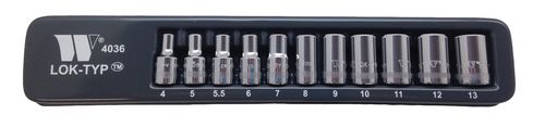 Socket Set; 1/4''dr'', Shallow, (Lok-Typ™ ) 4-13mm