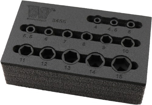 Socket Set; 14-Piece Impact, Shallow Sockets, 1/4''dr