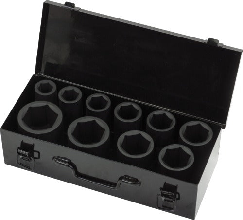 Socket Set; Deep, 11-Piece Impact, 3/4'', 6pt, 22-50mm