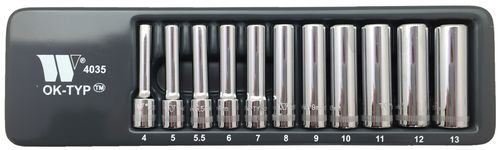 Socket Set; 1/4''dr'', Deep, (Lok-Typ™) 4-13mm