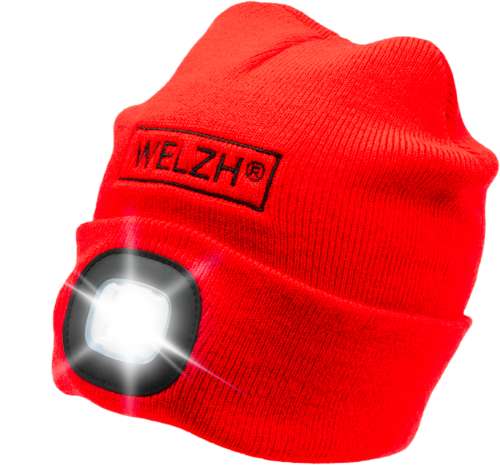 Beanie-Hat With LED Rechargeable Light (Red)