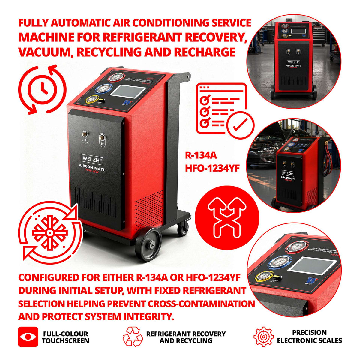 Aircon-Mate™; Fully Automatic Refrigerant Recovery Recycle Recharge Machine Filling Vacuum