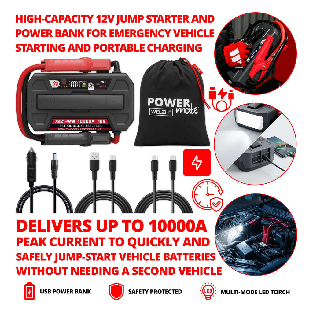 Power-Mate™ Jump Starter 12-Volt and 10000A Up To 16L