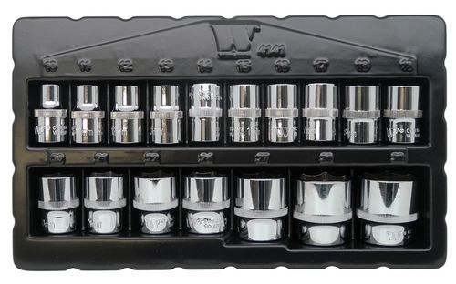 Socket Set; Hex, 1/2''dr Shallow, 10-32mm