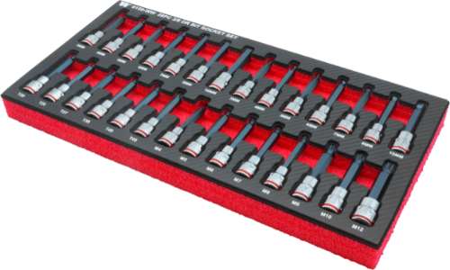Semi Deep Bit Socket Assortment; Hex,Torx,Spline 28-Piece 3/8dr''