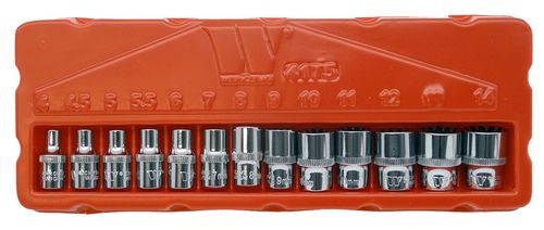 Socket Set; Gearlock, Shallow, 1/4''dr 13-Piece