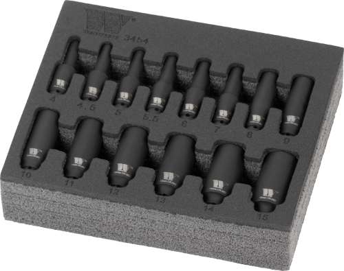 Socket Set; 14-Piece Impact, Deep Sockets, 1/4''dr