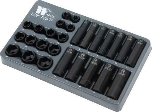 Socket Set; 3/8'', Deep & Shallow, Impact (Lok-Typ™) 8-19 mm