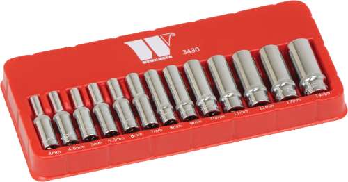 Socket Set; Deep Magnetic, 13-Piece, 1/4''dr 6-Point