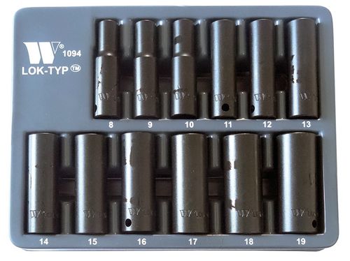 Socket Set; 3/8'', Deep, Impact (Lok-Typ™) 8-19mm