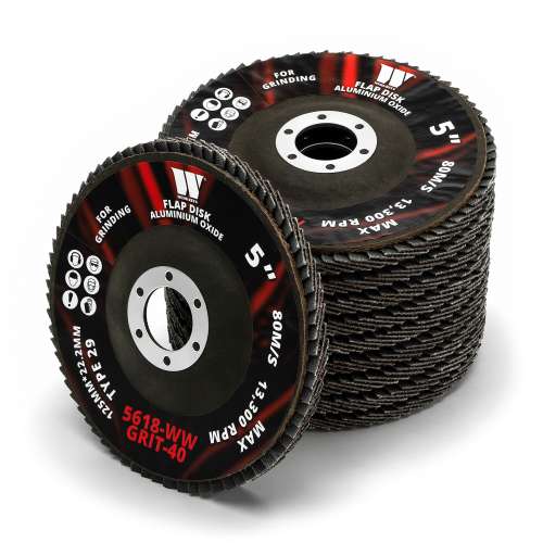 Flap Disk,Aluminum Oxide 40 Grit 125 mm (100 per Box)
