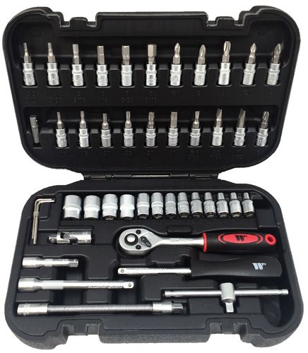 Socket Tool Set with Bits; 1/4'' 46-Piece