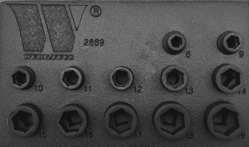 Socket Set; Extra Stubby, Impact, 3/8''dr, 8-19mm